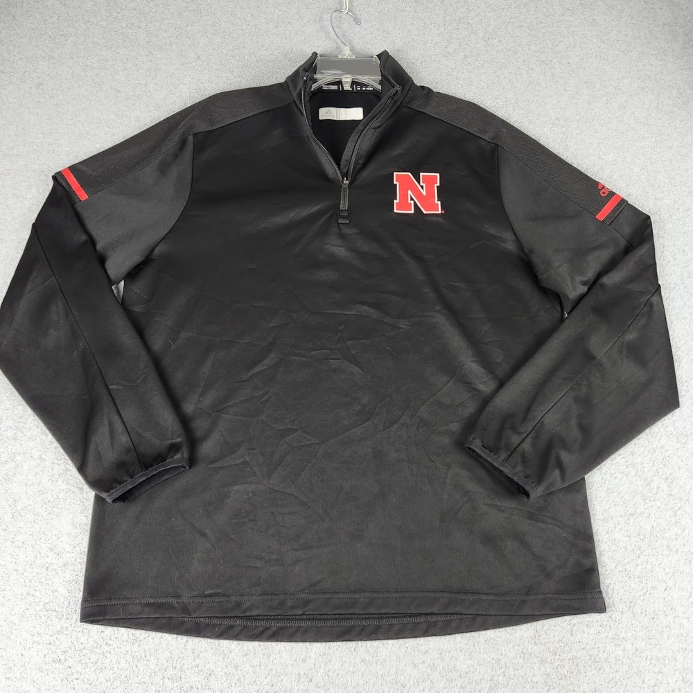 Nebraska Cornhuskers 1/4 Zip Mens Medium Black Pullover Adidas NCAA Climalite